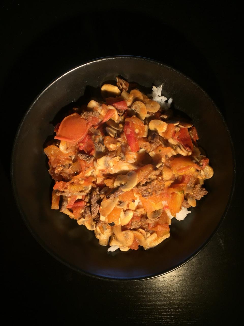 酱炒蘑菇牛肉