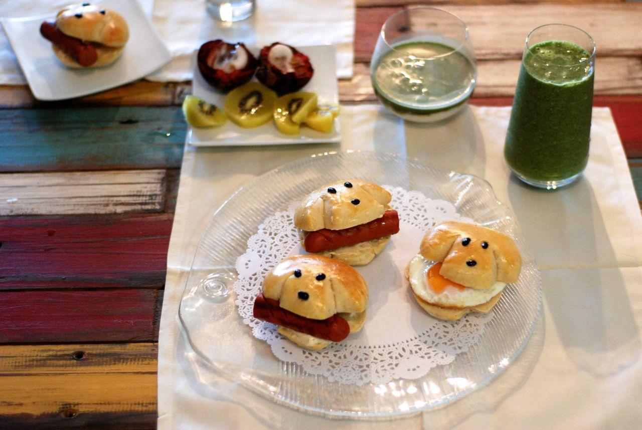 幸福早餐日记：小狗包+日式抹茶米布丁