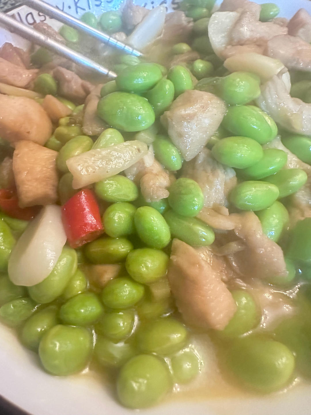 夏日开胃下饭菜——鲜毛豆米辣炒肉丁