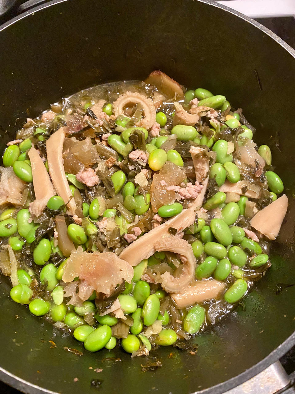 咸菜毛豆炒肉丝