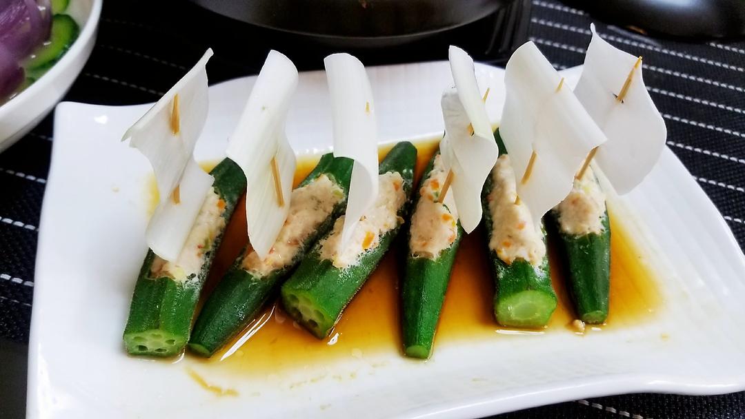 一帆风顺-秋葵酿虾仁