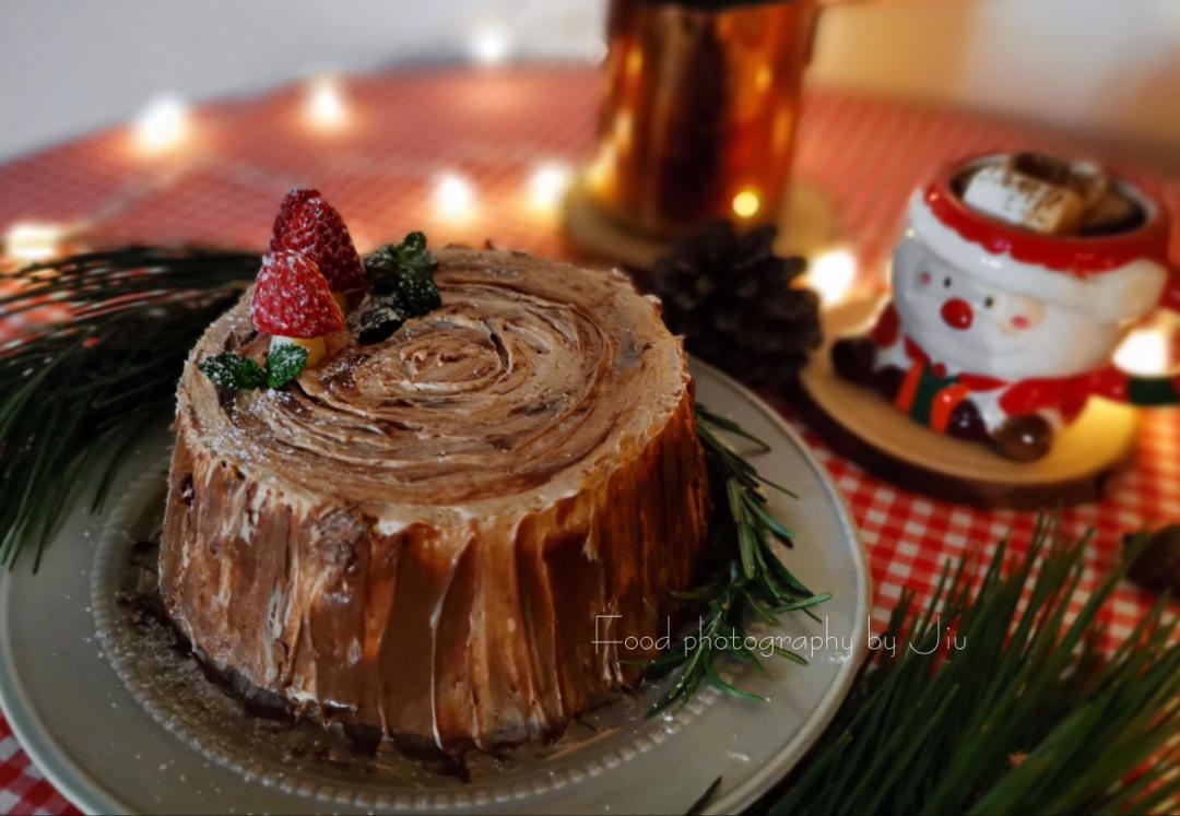 【欢乐圣诞伪树桩】巧克力榛子树桩蛋糕