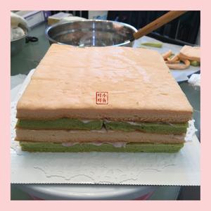 方形双色蛋糕（蛋糕卷plus）的做法 步骤9