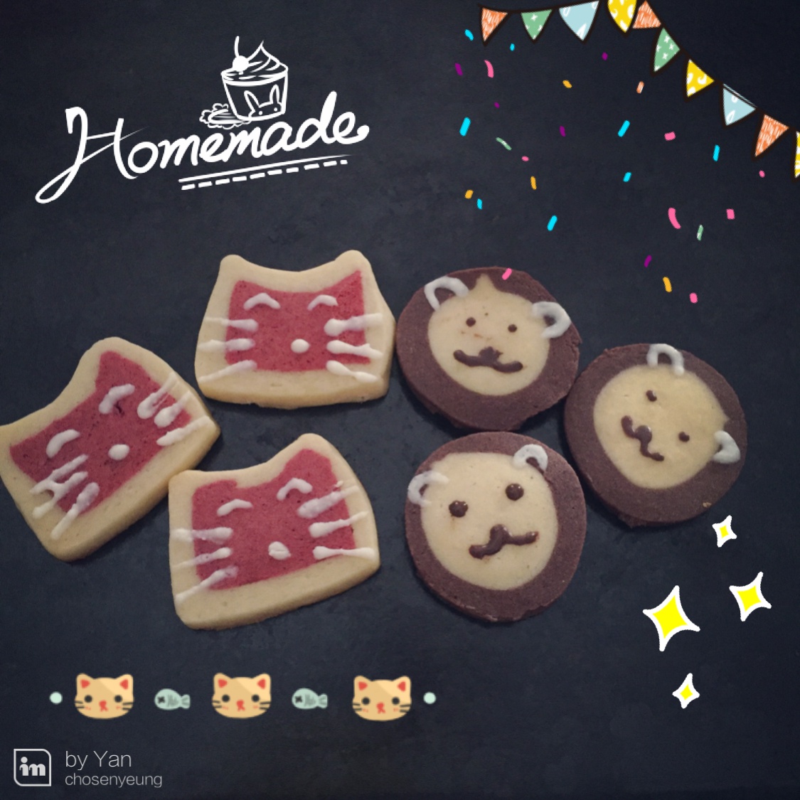 超可爱不用模具版动物曲奇饼干造型合集（小猪，小猫，青蛙，小熊，小兔）