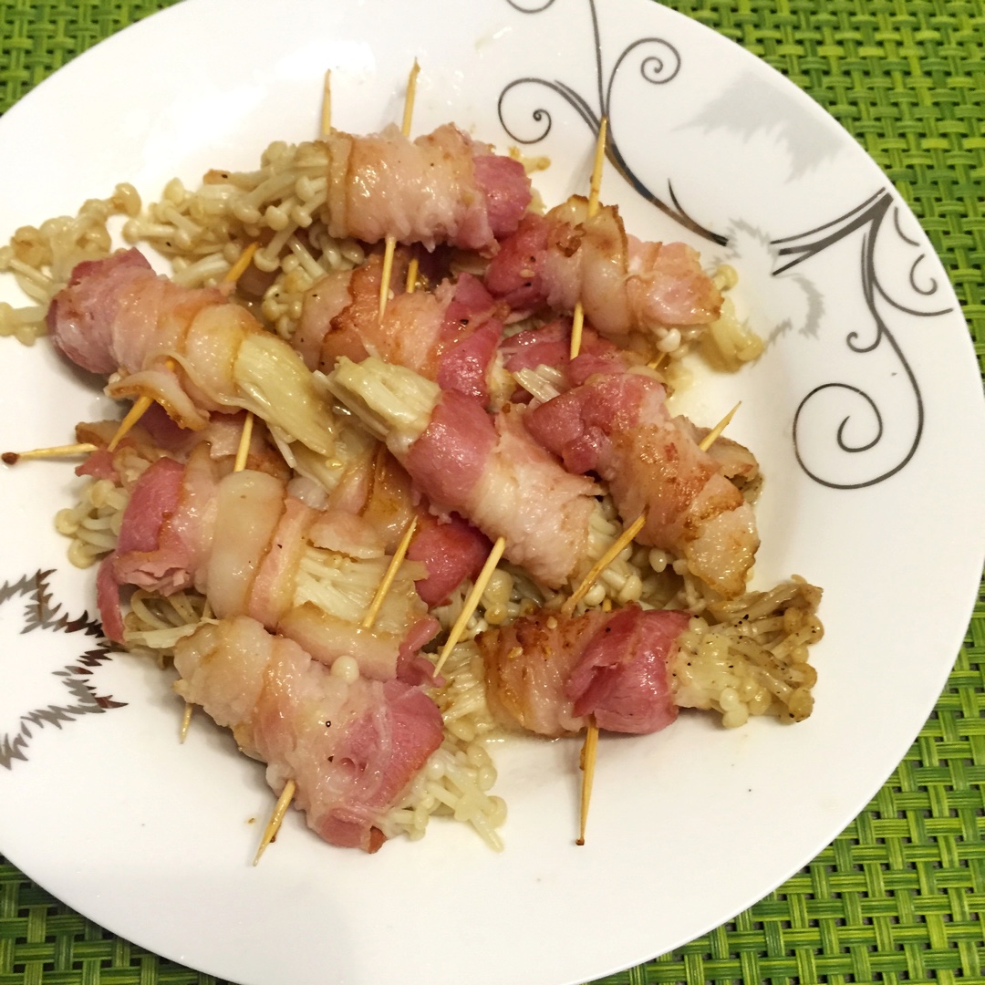 香煎培根金针菇卷