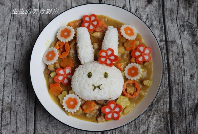 兔子咖喱鸡腿饭的做法