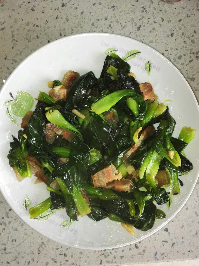 四川腊肉炒青菜苔的做法
