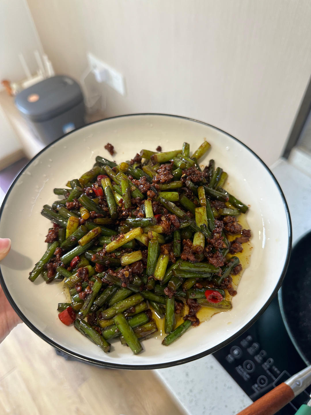 蒜苔炒肉末，三碗米饭都不够吃