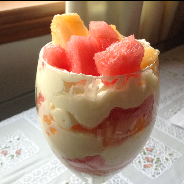 夜莺e1pq做的奶油水果杯