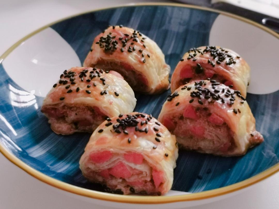 快手早餐～手抓饼吃法2（肉松卷）
