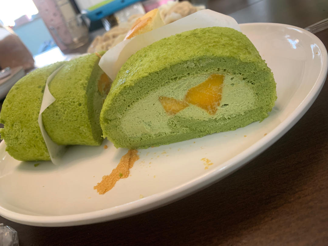 超清新｜斑斓椰香奶冻蛋糕卷｜卷不裂