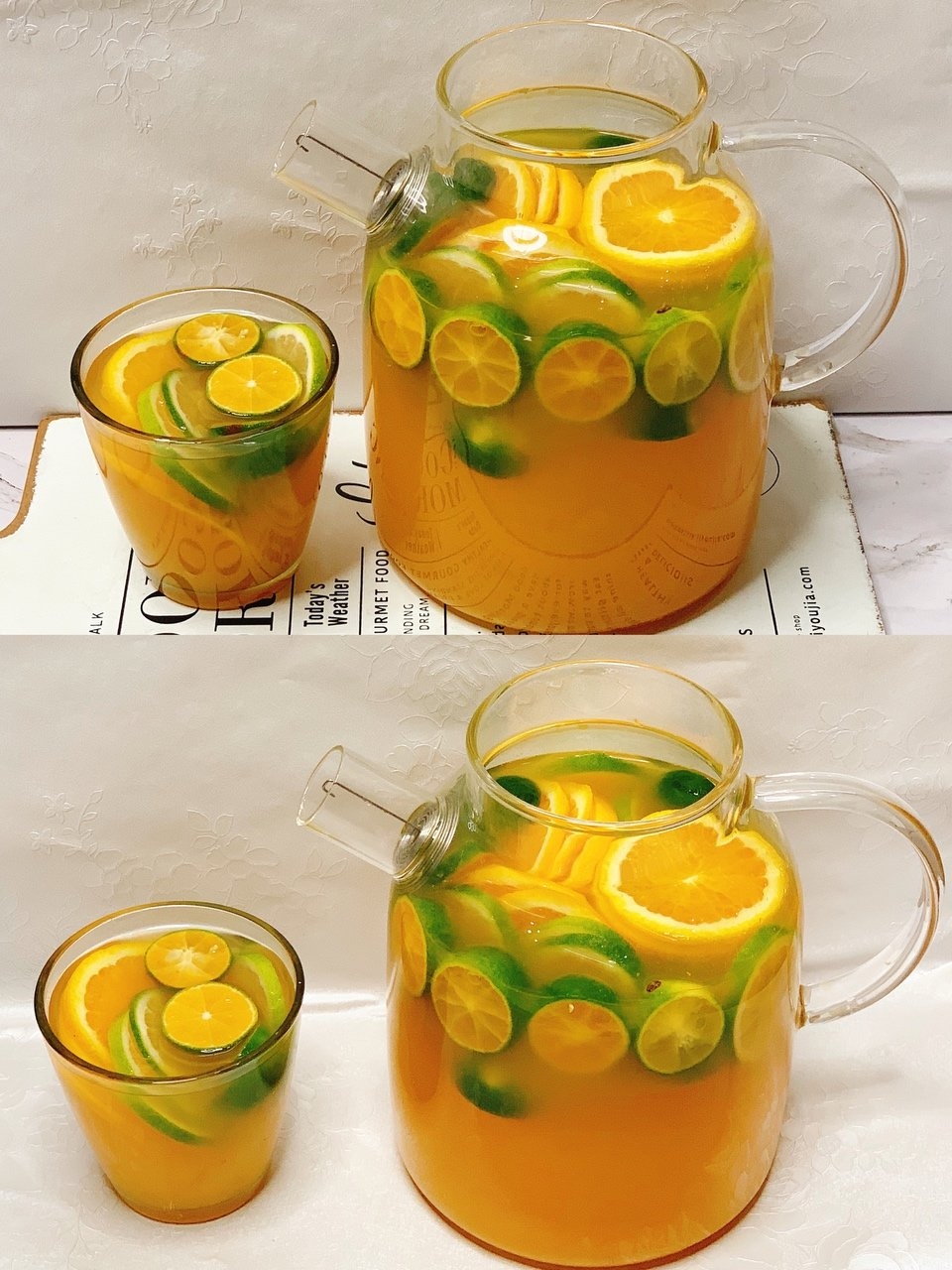 让维c爆炸💥巨好喝的鲜橙
柠檬茉莉绿（红）茶的做法