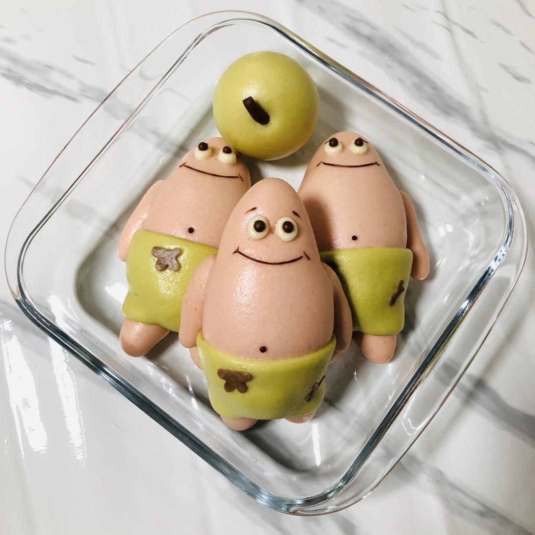 憨厚可爱的派大星红豆沙包子造型馒头