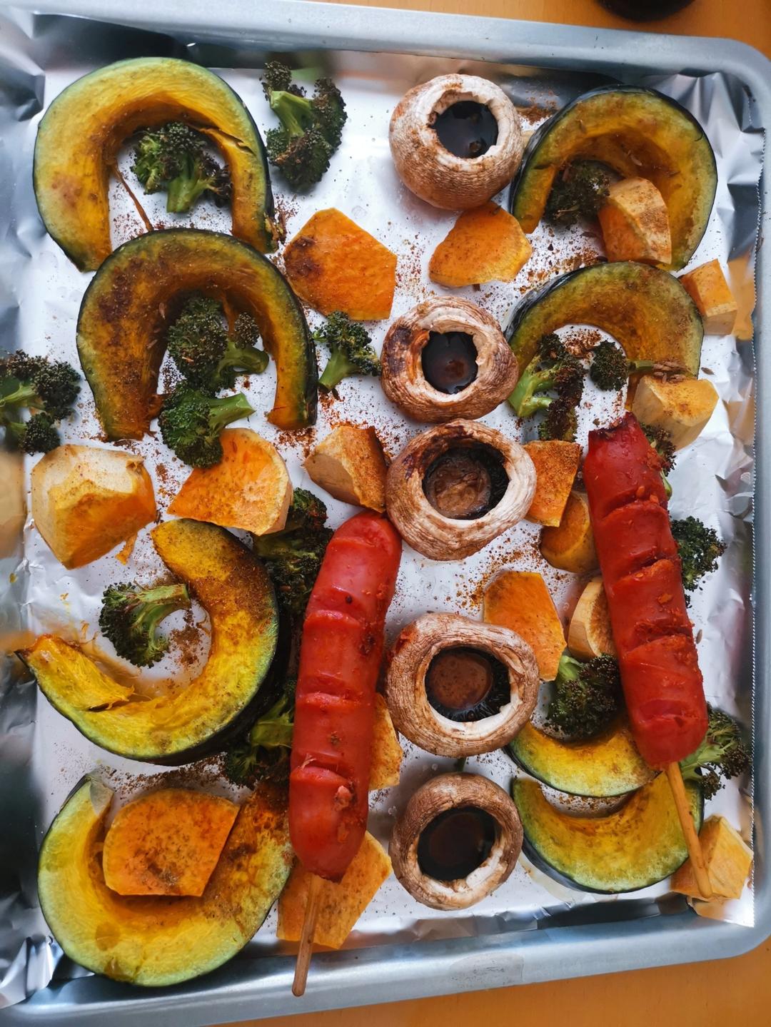 无油低脂烤蔬菜，永远滴神！水煮菜、沙拉吃腻了，来吃这个吧