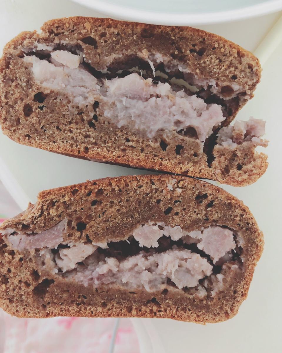 红豆香芋快手面包丨健康·烘焙