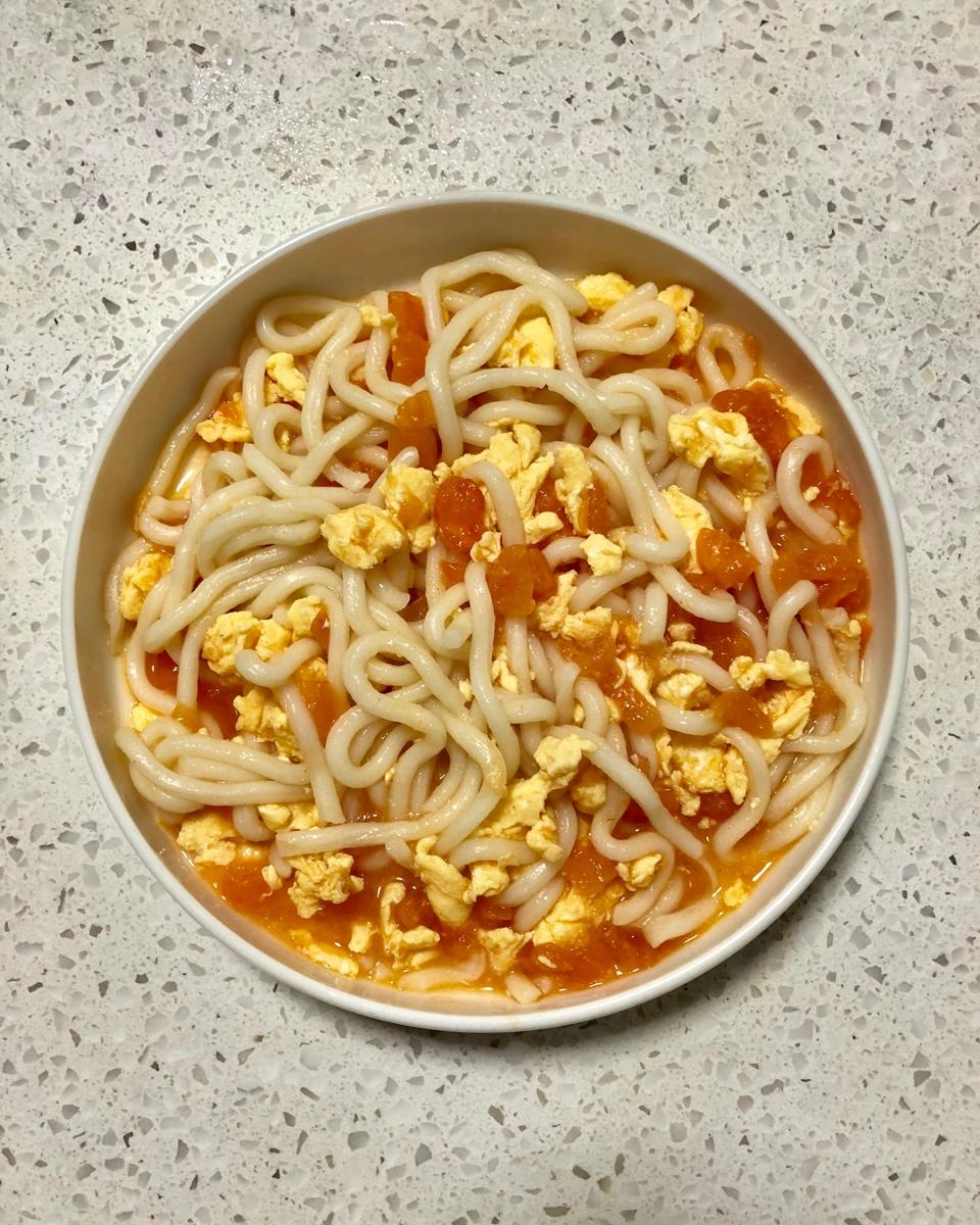 番茄鸡蛋炒乌冬