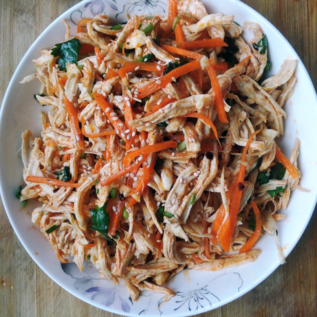 减脂健身｜凉拌手撕鸡丝（香辣&麻油版）