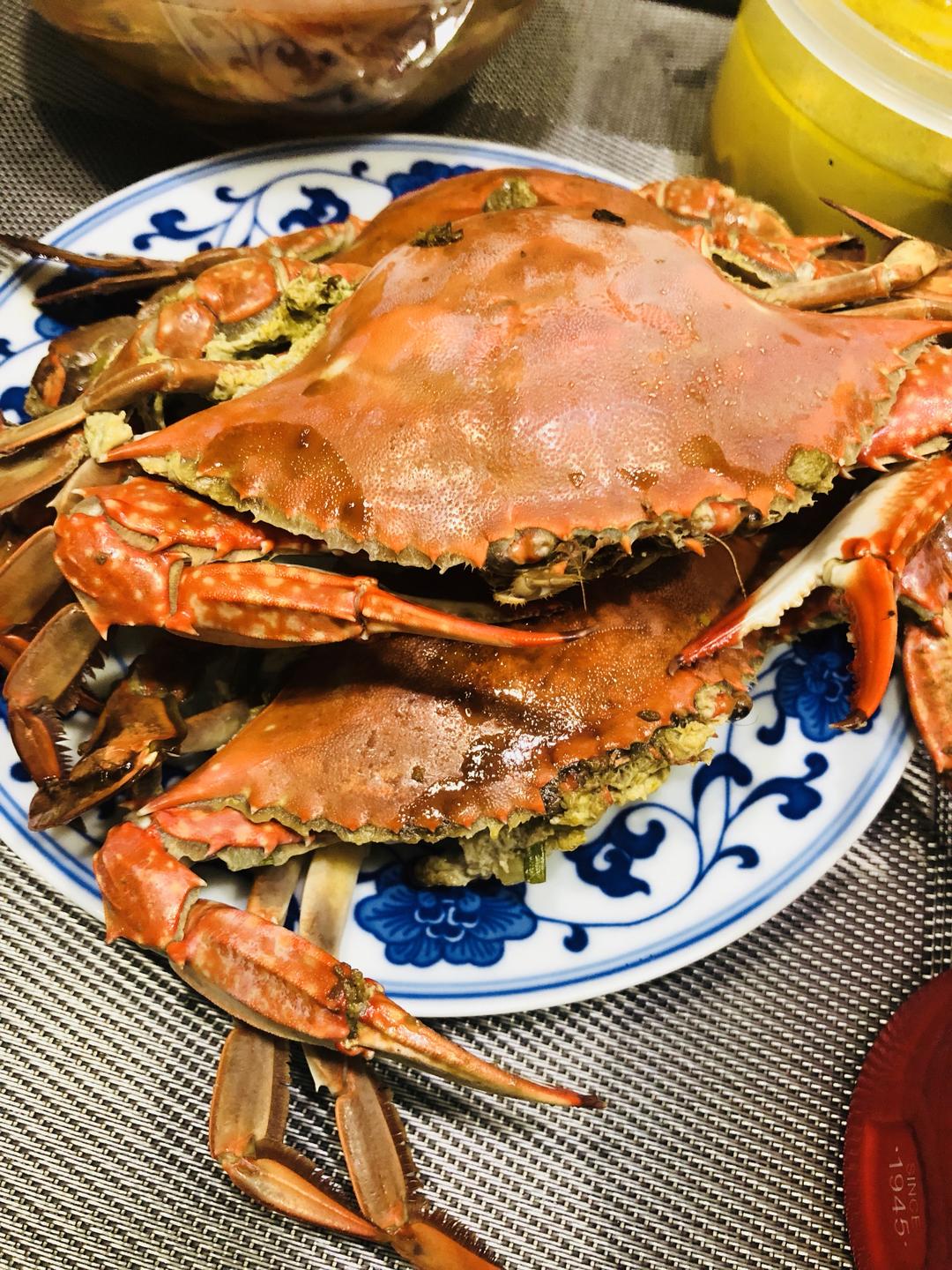 烤梭子蟹的做法