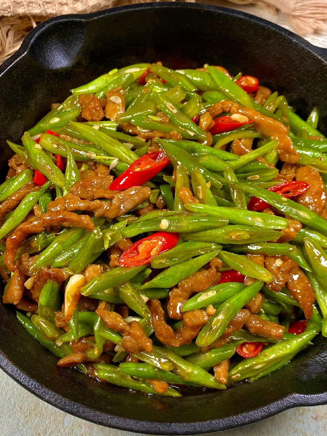 豆角炒肉丝的做法