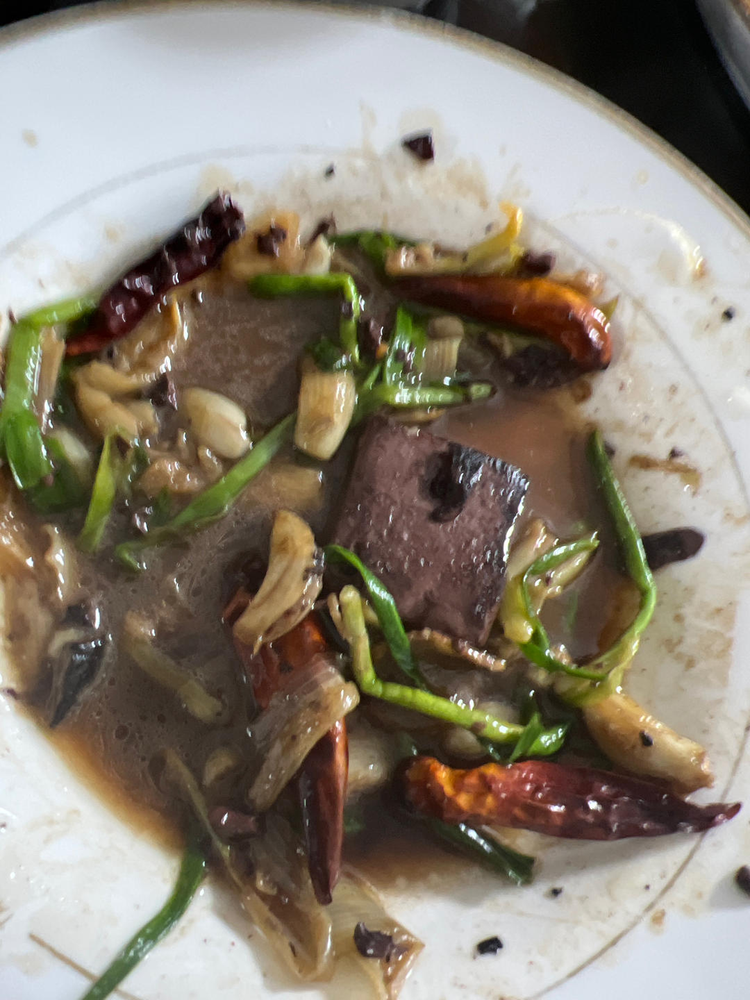 香辣蒜苗炒猪血