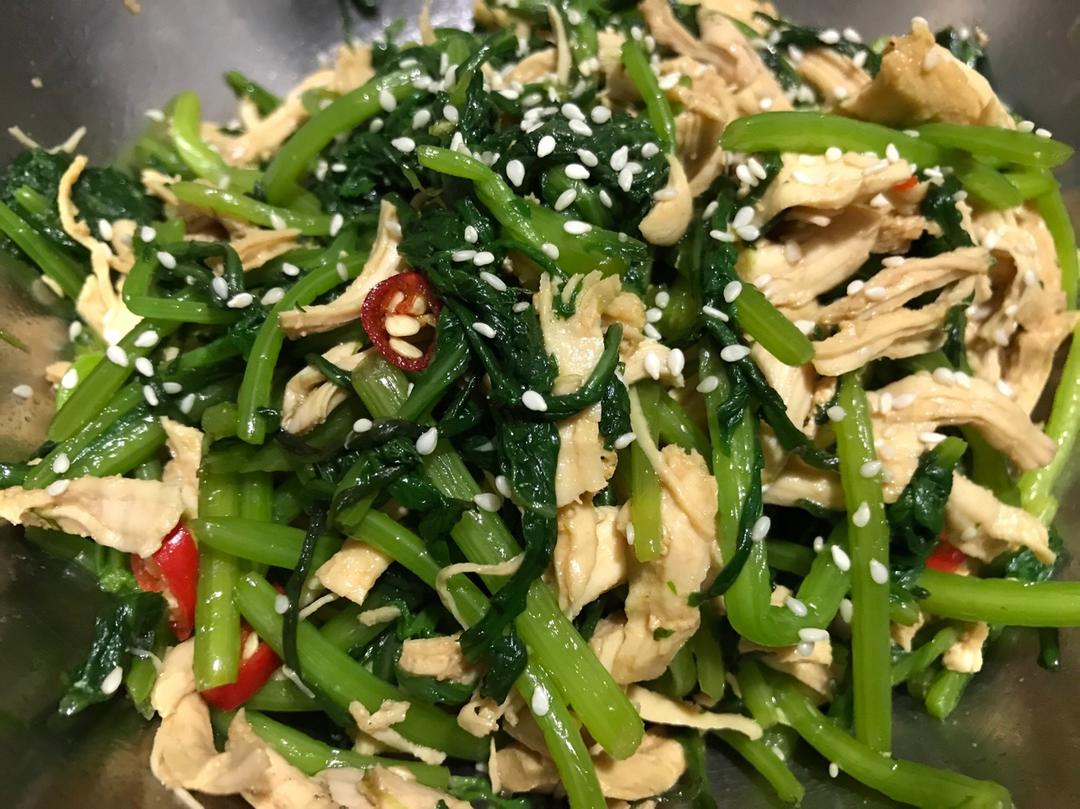 茼蒿拌鸡丝