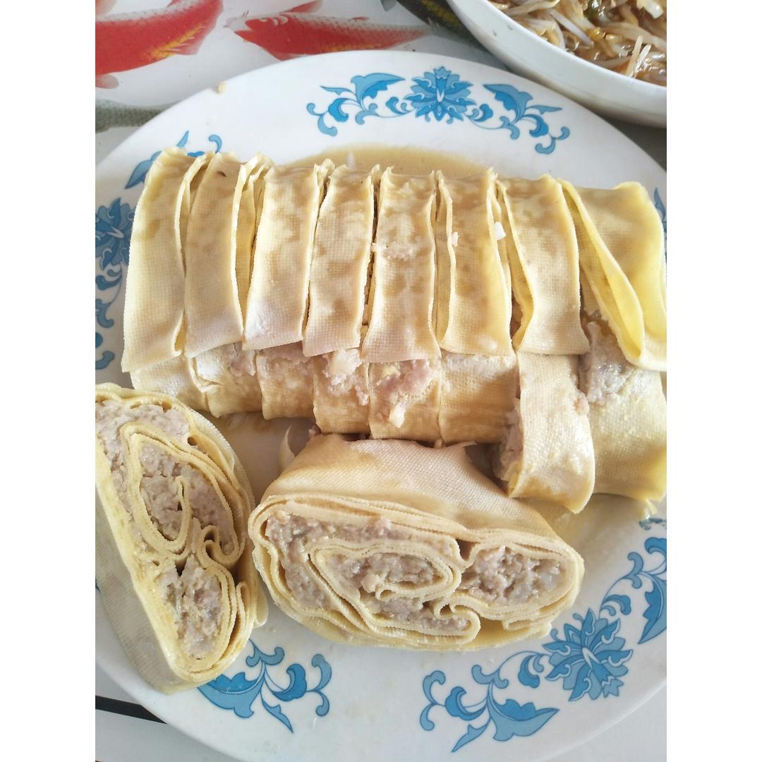 干豆腐蒸肉卷