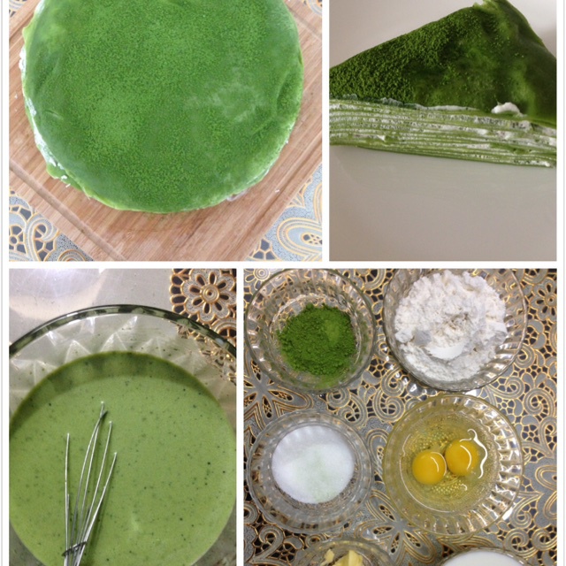抹茶草莓千层蛋糕（可丽饼）mille crepe cake