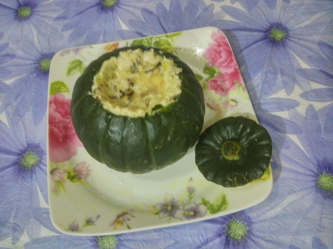 南瓜蒸香菇鸡肉