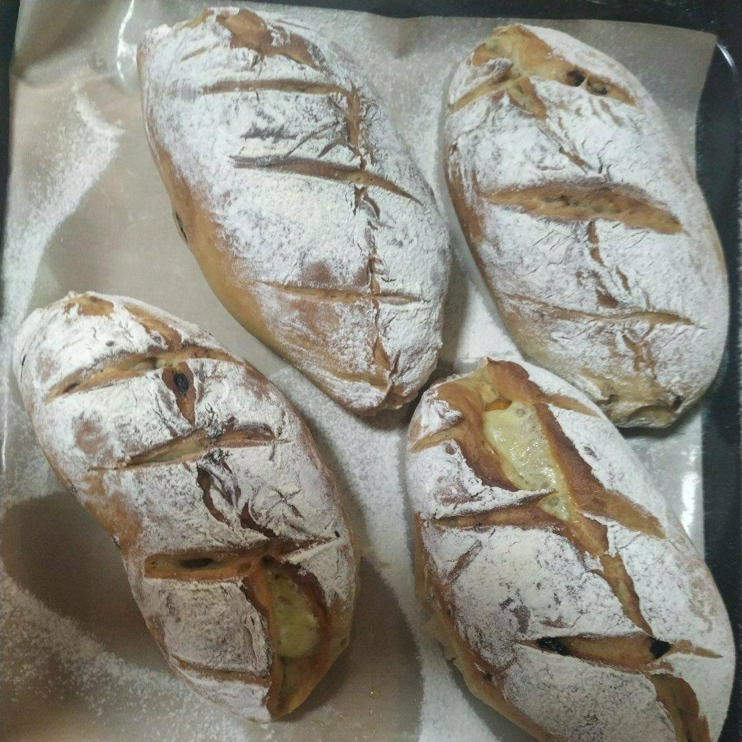 红薯泥馅无糖全麦葡萄干欧包 自用方记录