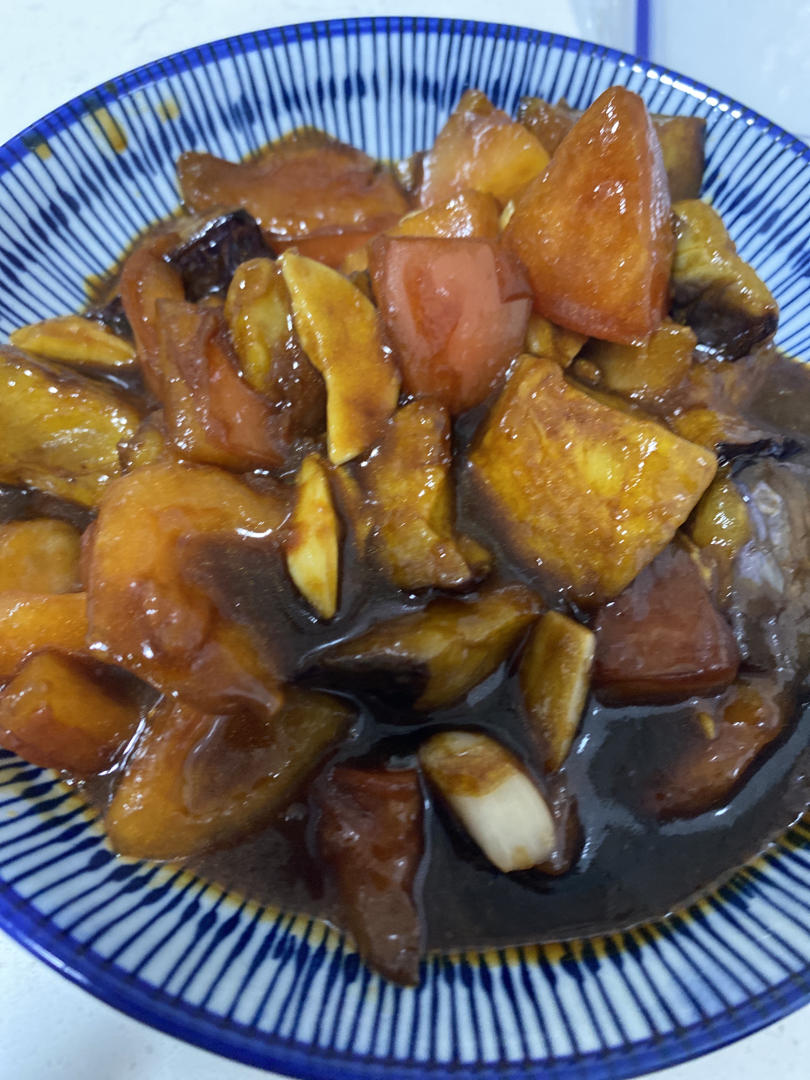 5分钟快手下饭菜#番茄炒茄子🍅番茄家族