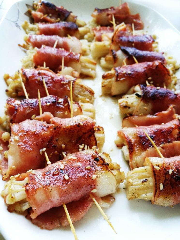 香煎培根金针菇卷