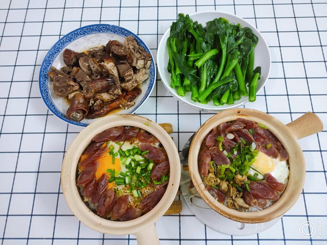 腊味煲仔饭，20分钟饭菜同出