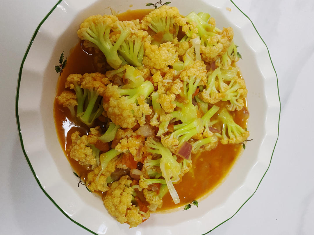 番茄炒有机花菜~~酸甜鲜美、脆爽清香、不油不腻、简单易做