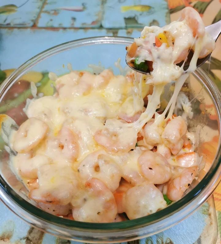 芝士焗虾仁蘑菇及西班牙风味橄榄油烤虾仁蘑菇 生酮低碳水