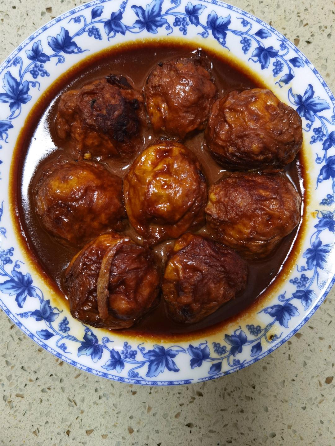 红烧油面筋塞肉