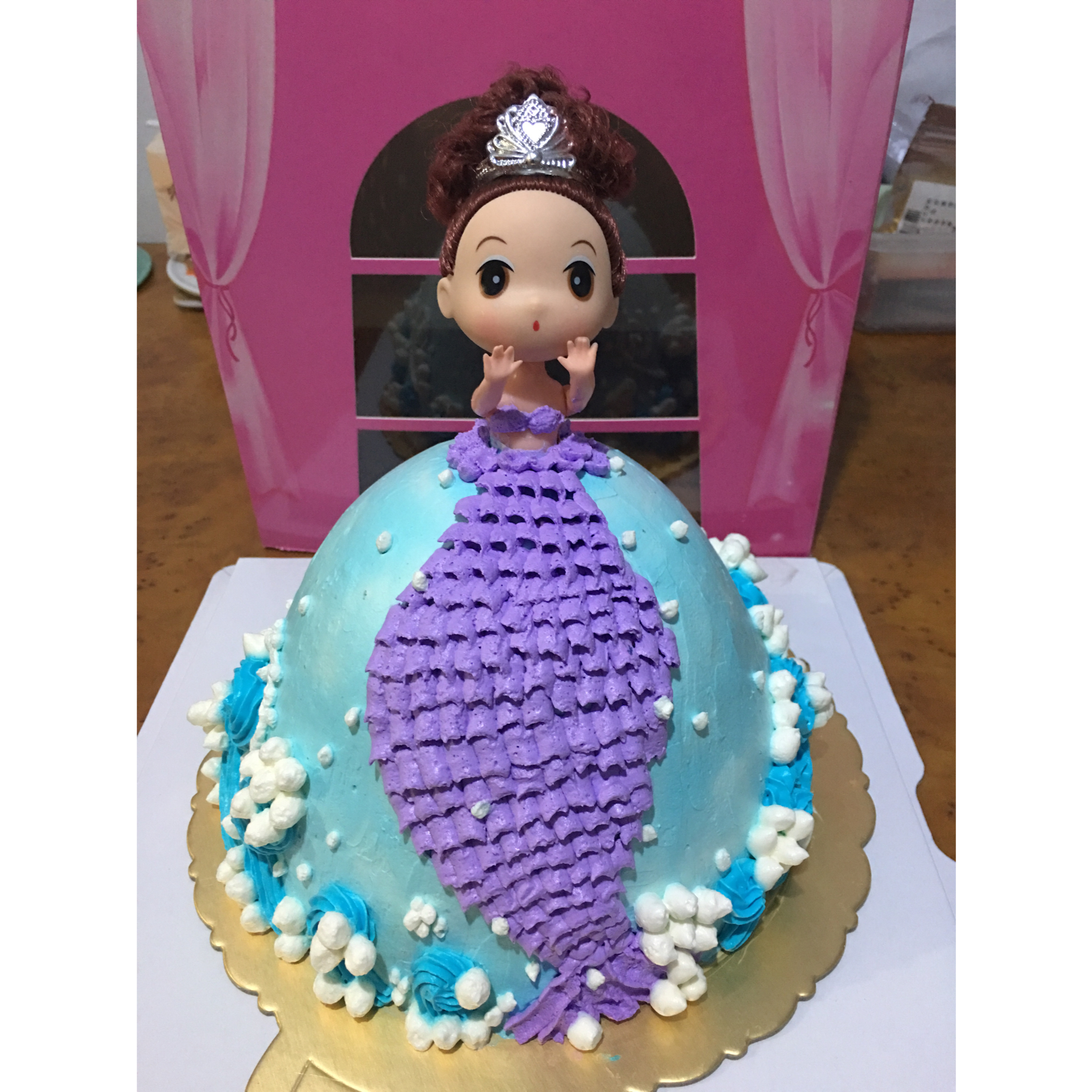 人鱼公主芭比娃娃奶油蛋糕