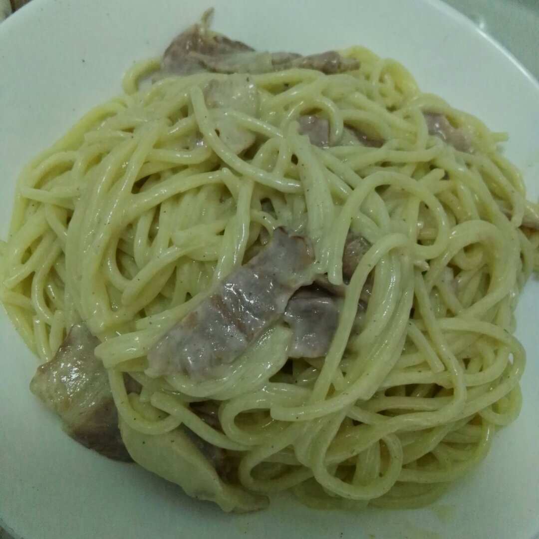 白汁蘑菇培根意粉