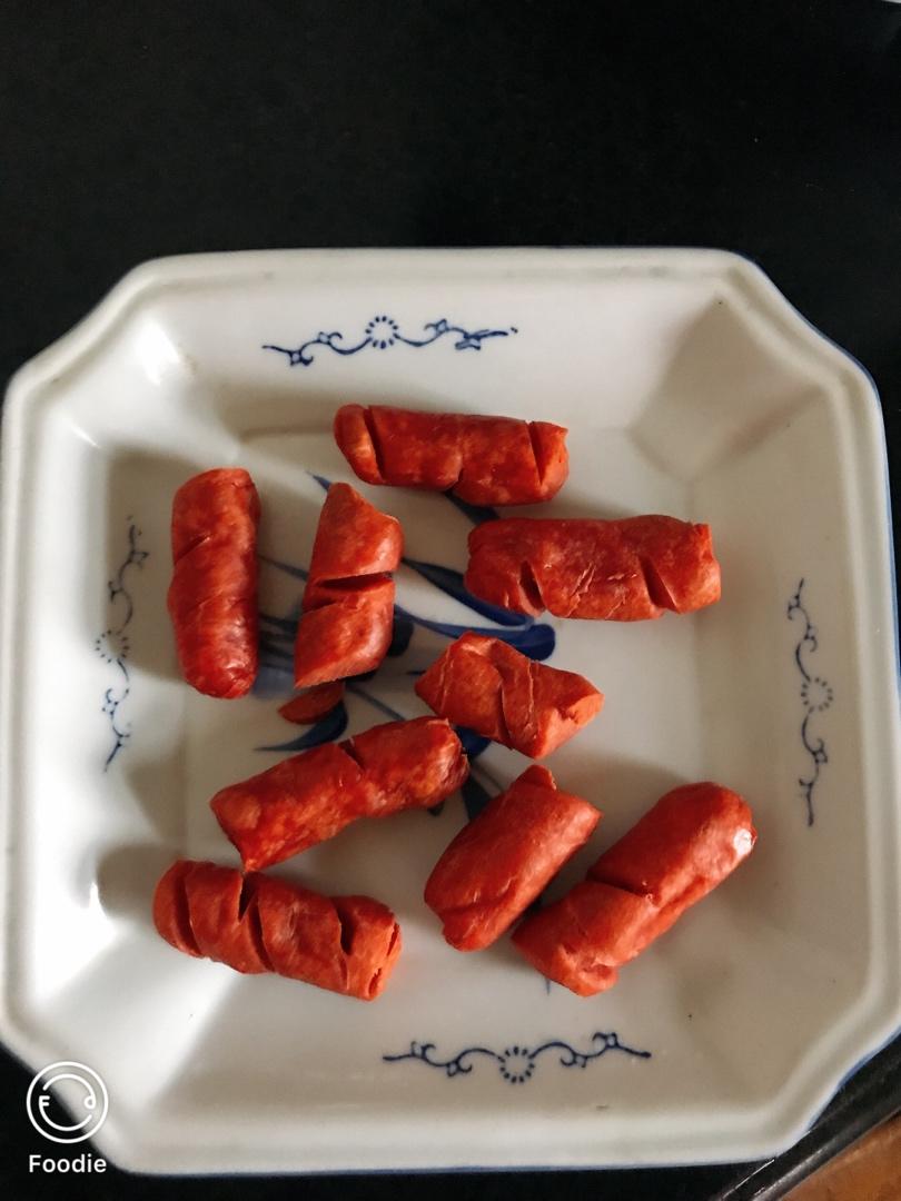 空气炸锅·零失误·黑椒虾仁烤火腿肠