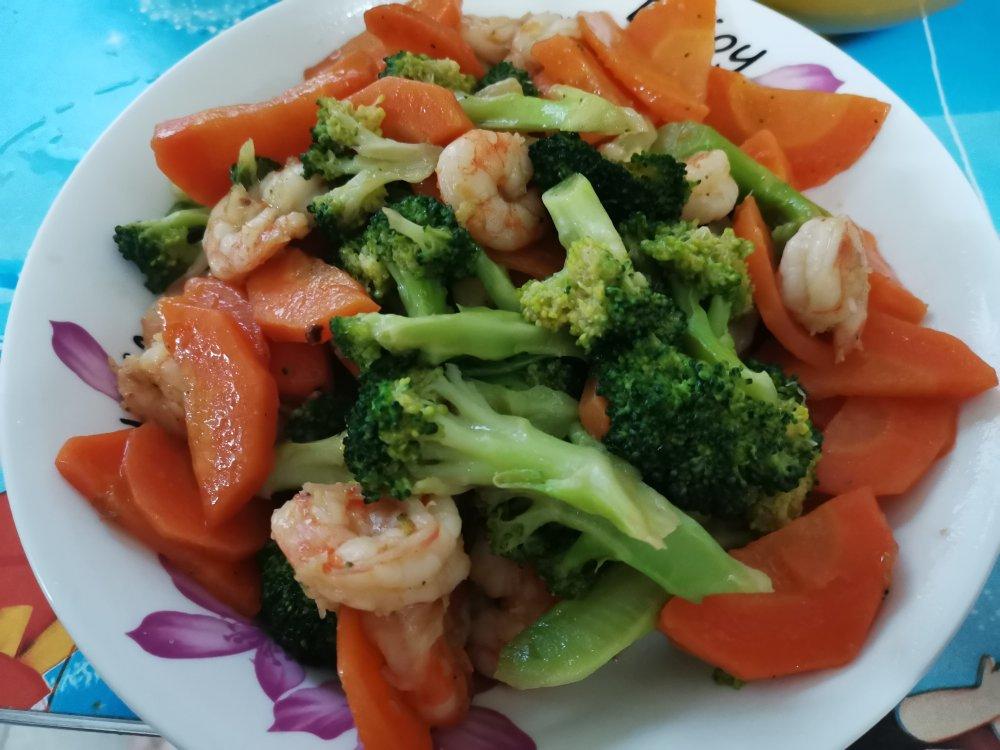 挑战100道家常菜｜半荤｜西兰花炒虾仁