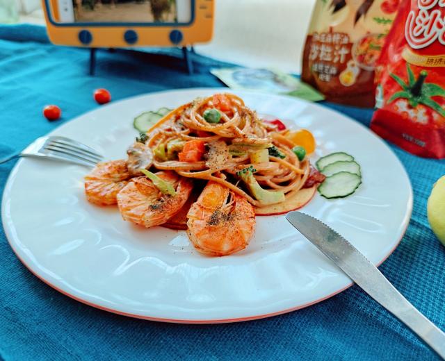 大虾意面的做法