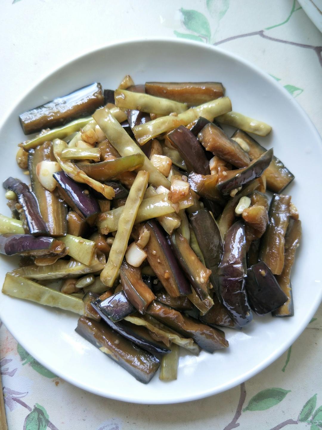 茄子炒豆角（改良版 健康少油）