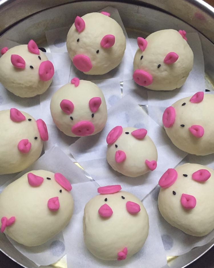 卡通馒头，小猪豆沙包，花样馒头