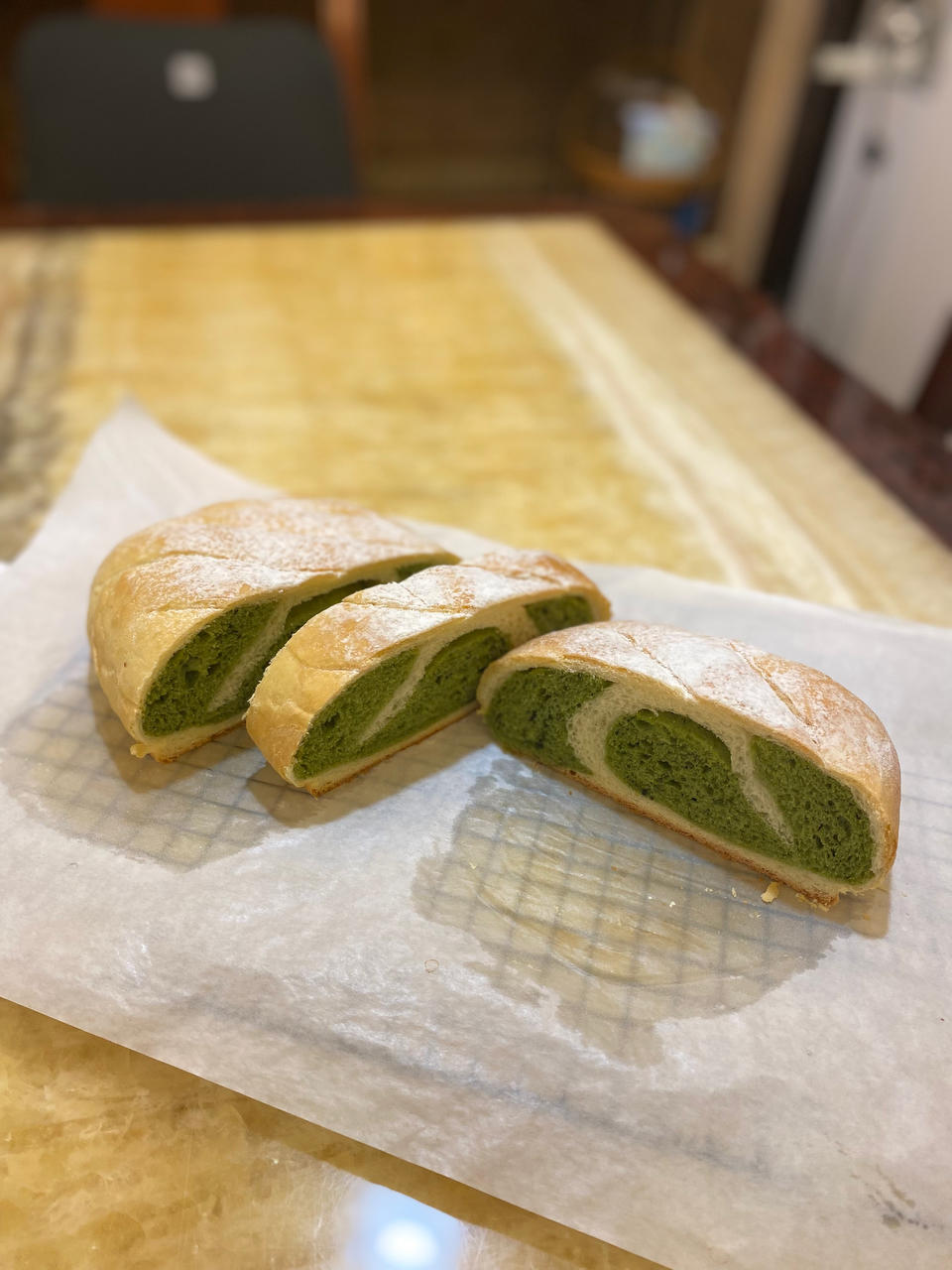 抹茶双色奶油面包
