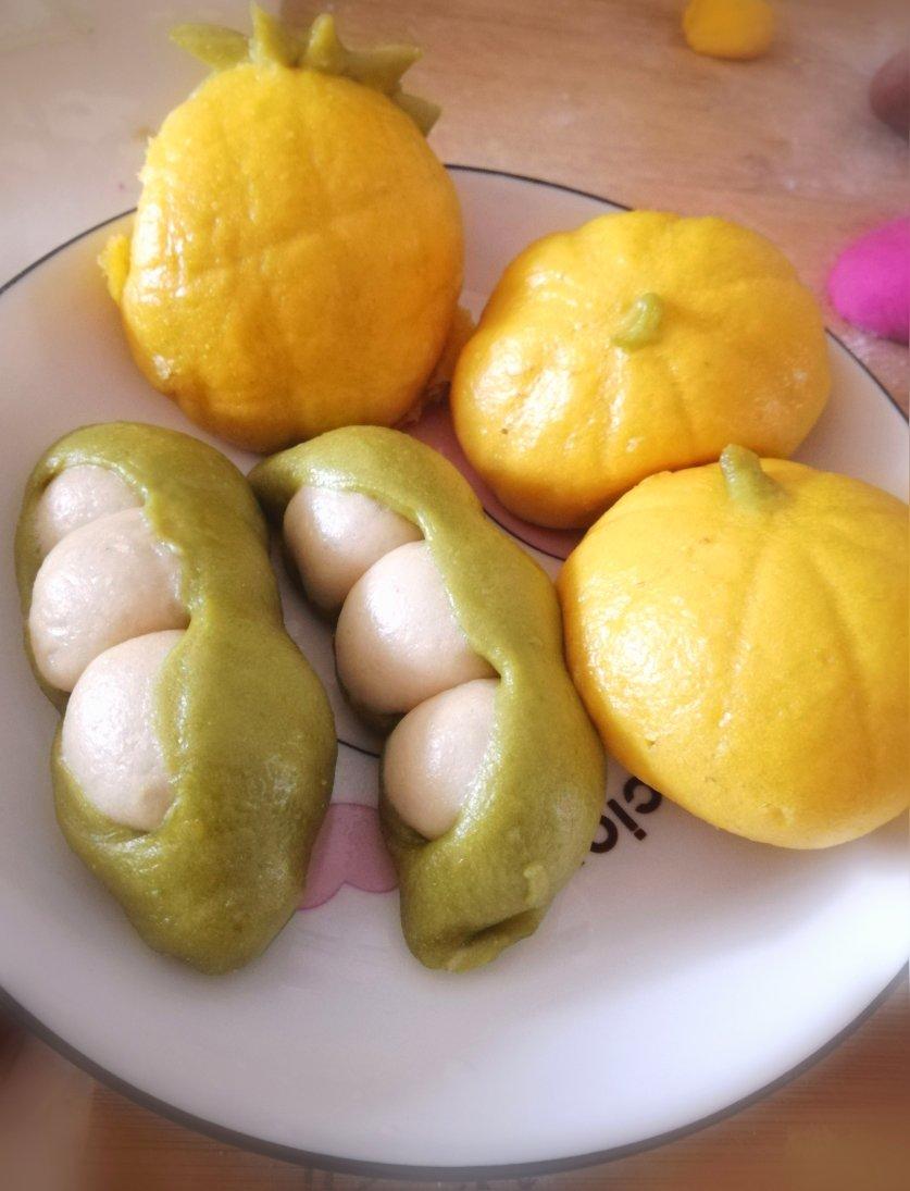 卡通造型可爱豌豆荚馒头