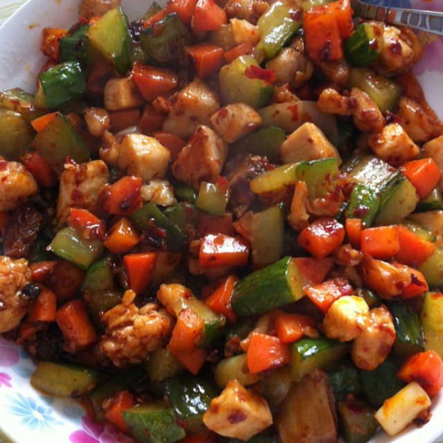 昕芝晴语做的老干妈炒鸡丁