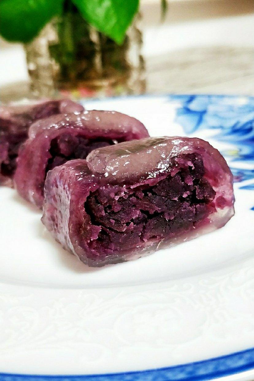 饭米粒之旅做的水晶紫薯糕