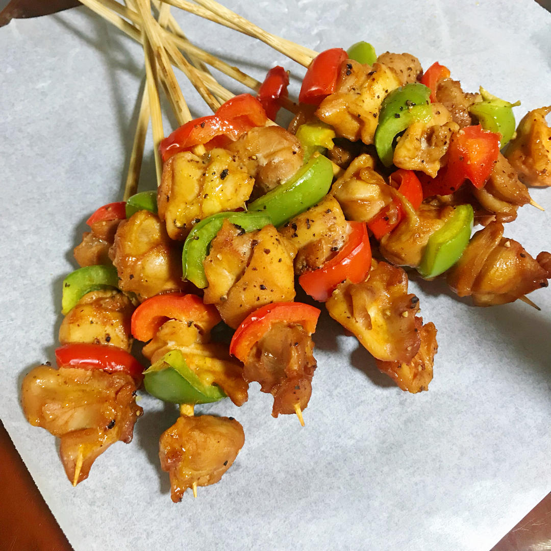 不用一滴油 💥完爆烧烤店的彩椒鸡肉串‼️