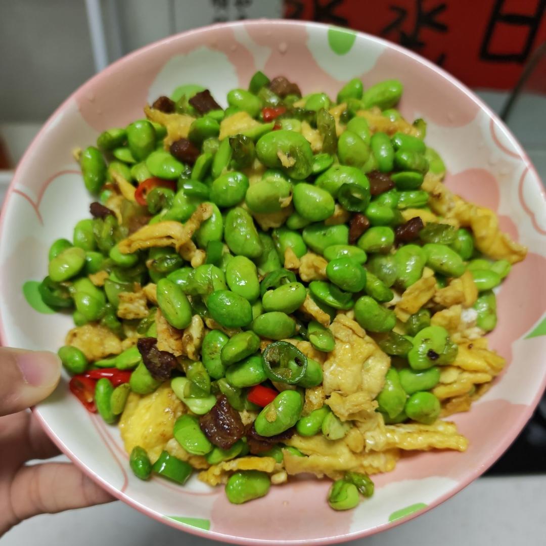家常小炒—毛豆炒鸡蛋