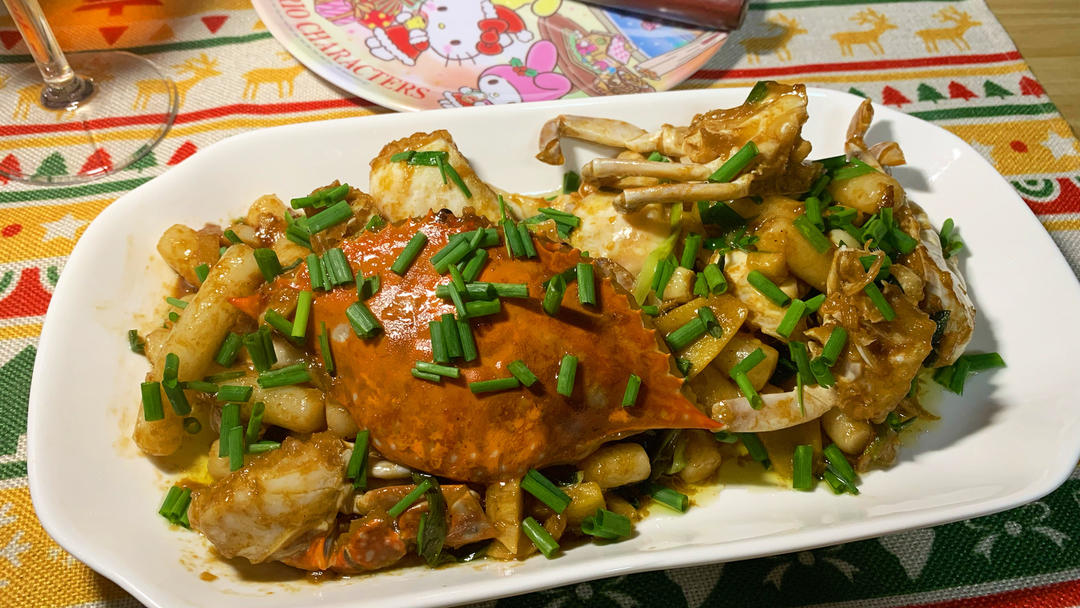 梭子蟹炒年糕～标准的江浙菜