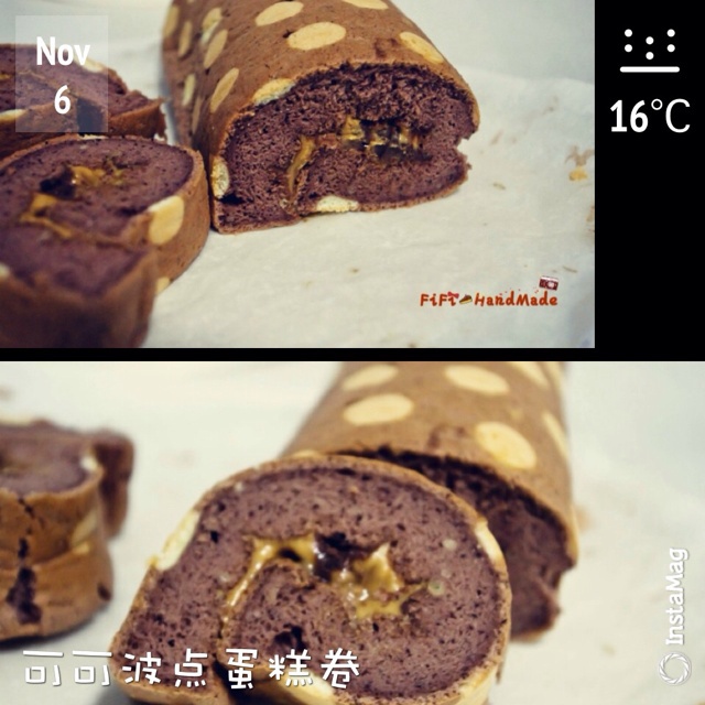 可可奶油波点蛋糕卷